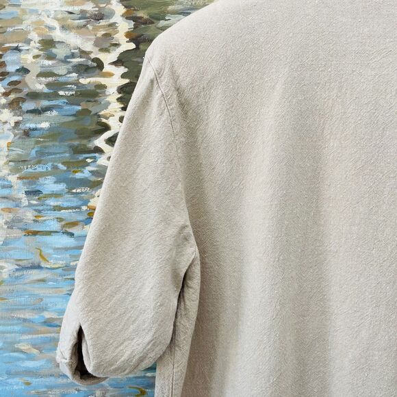 Caran New York Button Front Blouse Linen Sz 2X Roll Tabbed Sleeves Tunic VTG 2X - Picture 11 of 16